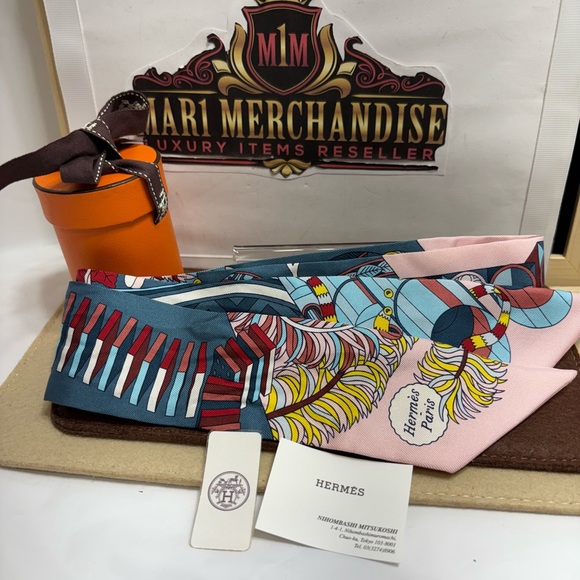 Hermès Twilly Scarf Collection in Blue, Pink, and Red - Picture 3 of 7